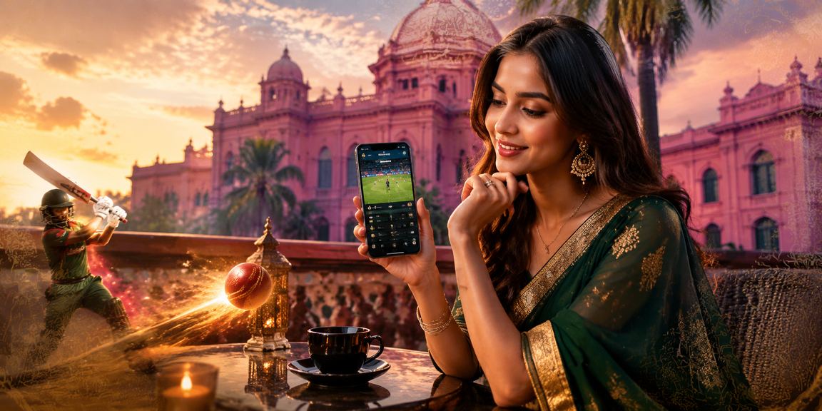 ঢাকায় বাংলাদেশ ক্রিকেট ম্যাচে মোবাইলে বেটিং করছেন একজন ব্যবহারকারী